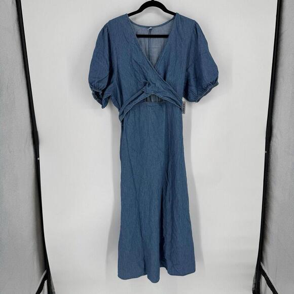 Old Navy dress womens 2x blue fit and flare twist front maxi summer beachy - Picture 1 of 7